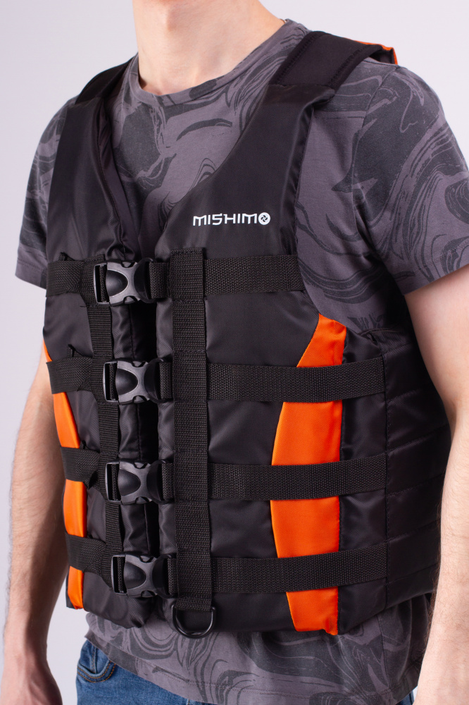 Жилет спасательный MISHIMO PRO Премиум качества Черно-оранжевый в Владимире